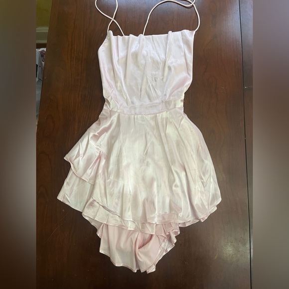 NWOT LouVasabuce Backless Short Romper Satin Dress Cowl Neck Spaghetti Straps - Picture 8 of 9